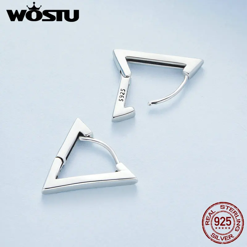 WOSTU 925 sterling zilveren eenvoudige driehoekige oorbellen voor vrouwen Euro eenvoudige geometrische stijl oorclips bruiloft sieraden cadeau