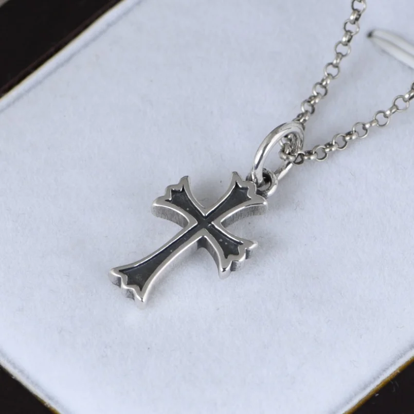 S925 Sterling Silver Retro Simple Design Cross Pendant For Man Woman Real Silver Christ Jesus Cross Pendant Jewelry Best Gift