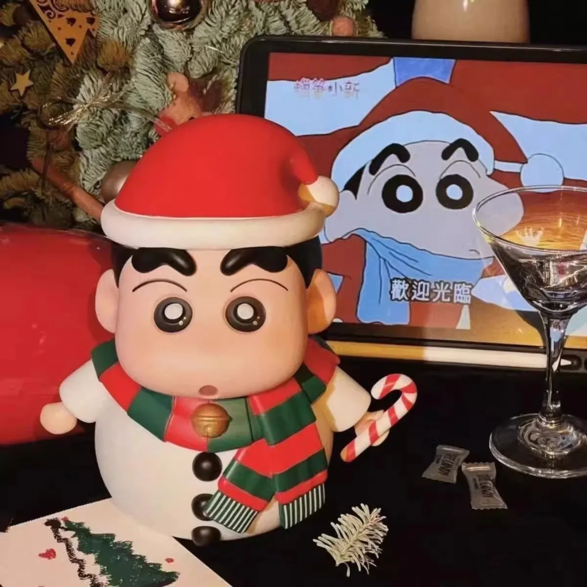 Christmas Crayon Shin-chan Handmade Snowman Small New Christmas Tree Small Kwai Cute Doll Desktop Decoration Doll Holiday Gift