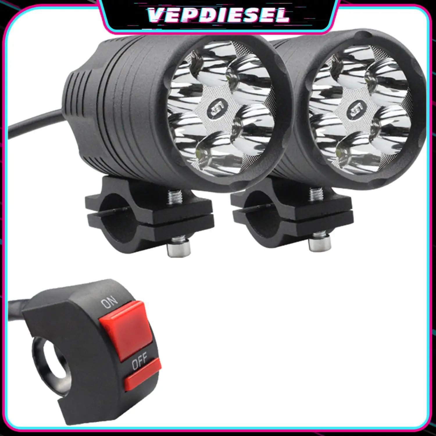 

2PCS 60W Additional Led Headlights for Motorcycle Universal Moto Spotlight LED Motorcycle Headlight Auxiliary 12V 24V Car Lamp