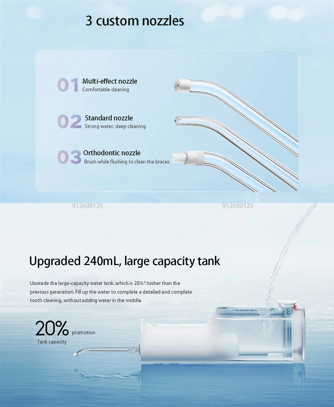 Xiaomi Mijia Irrigador Oral F300 MEO703 Waterpulse Irrigador Odontológico Portátil Oral Flusher IPX7 240ML Tanque de Água Dente Limpador