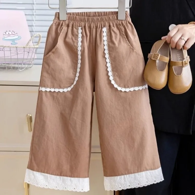 

Детские повседневные джоггеры для девочек, весна-лето 2026, широкие спортивные брюки, стильные, с эластичным поясом, для малышей