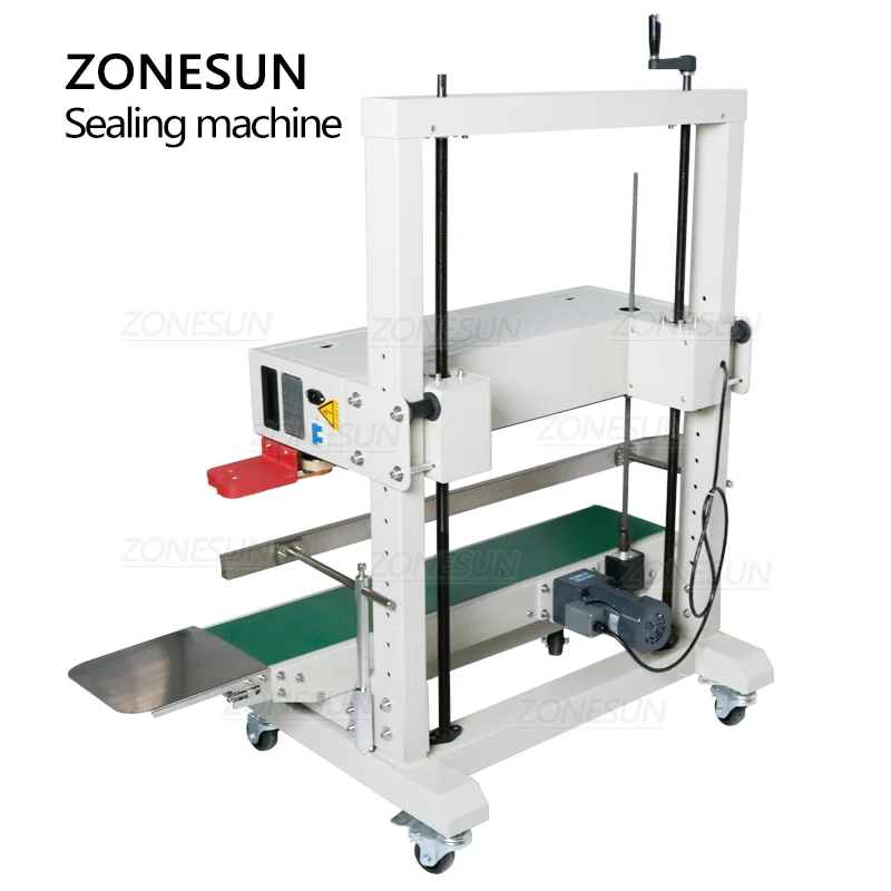 ZONESUN Vertical Type Continuous Automatic Plastic Big Packaging Bag Film Sealing Machine Sealer With Date Coding Function