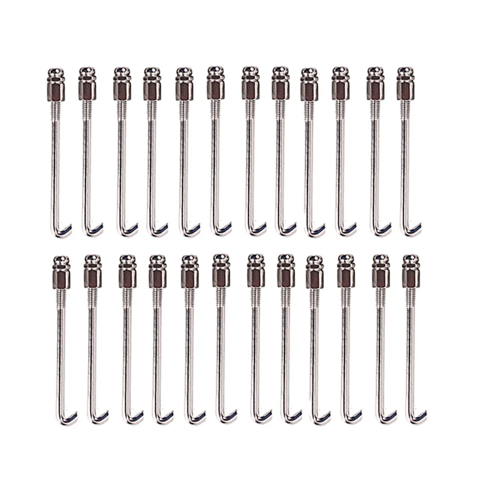 

24 Pcs Hook Chrome Metal Banjo Standard Accessories Round for Thread Silver Parts