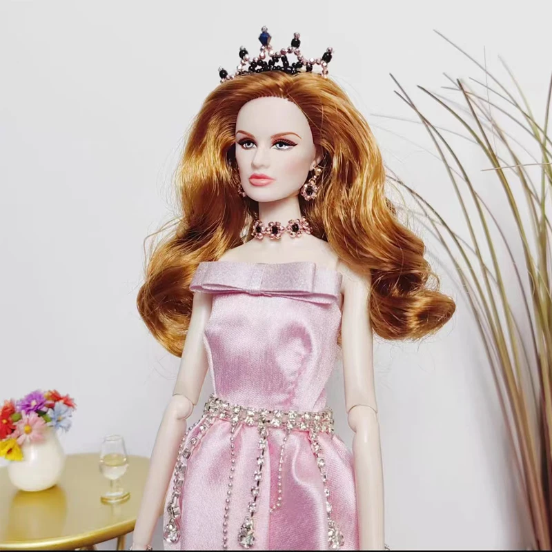 Nuovo 30 centimetri Supermodelo Bambola Accessori di Gioielli Fatti A Mano Corona + Collana + Bracciale + Orecchini + Anello + Gonna Per 1/6 FR bambola FAI DA TE Dress Up