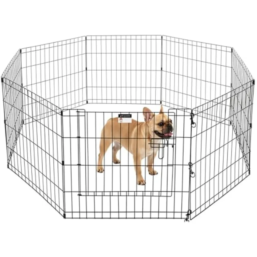 

Puppy Playpen - Foldable Metal Exercise Enclosure with Eight 24-Inch Panels - Indoor/Outdoor Fence for Dogs Cats or Small Anima