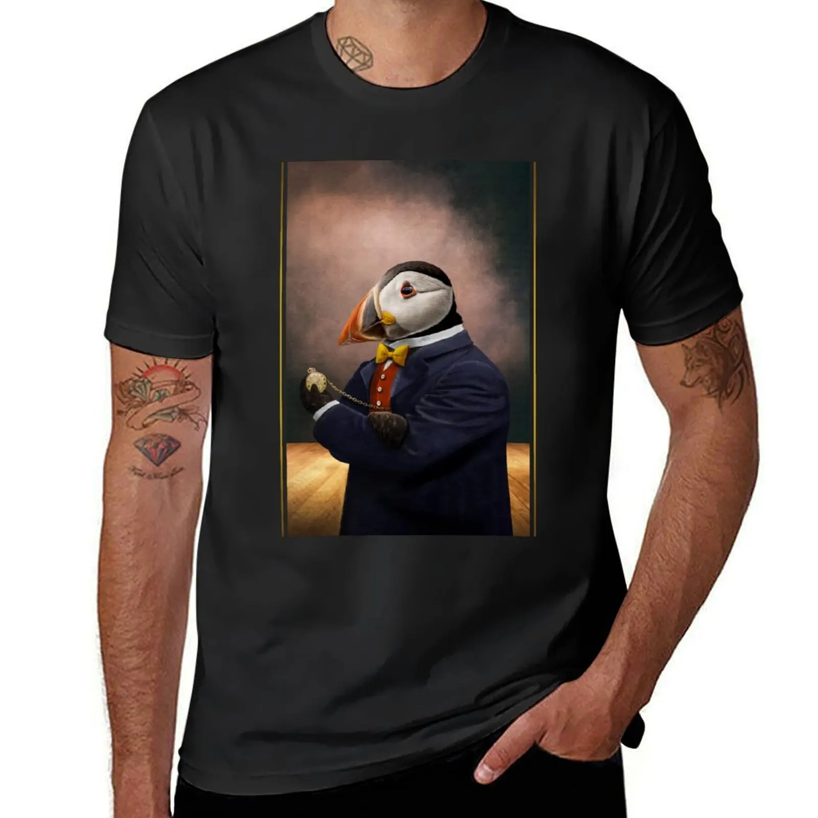 Mr Patterson Puffin with a Pocketwatch T-Shirt plus sizes Blouse cute tops tees tshirts for men