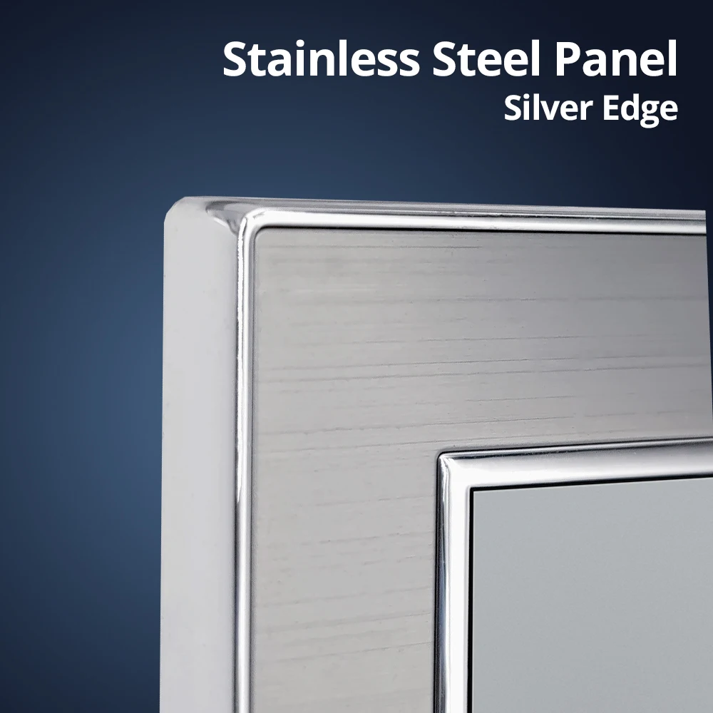 Wallpad Rvs Panel Muur Lichtschakelaar Met Led Indicator Eu Socket 1 2 3 Gang 2 Way Horizontale Verticale