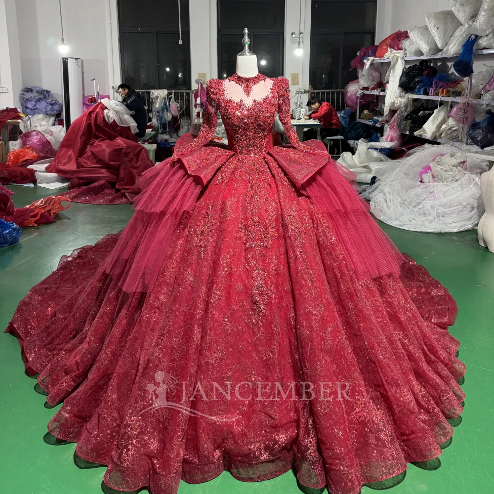 

Романтические красные свадебные платья на заказ из роскошной органзы с шлейфом, длиной в пол, с оборками, модное свадебное платье Vestido De Novi