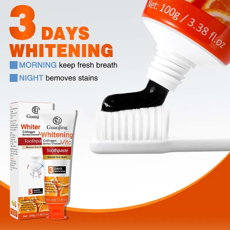 Vitamin C Whitening Toothpaste Brighten Removes Stains Freshen Breath Maintain Oral Health Dental Cream 100g