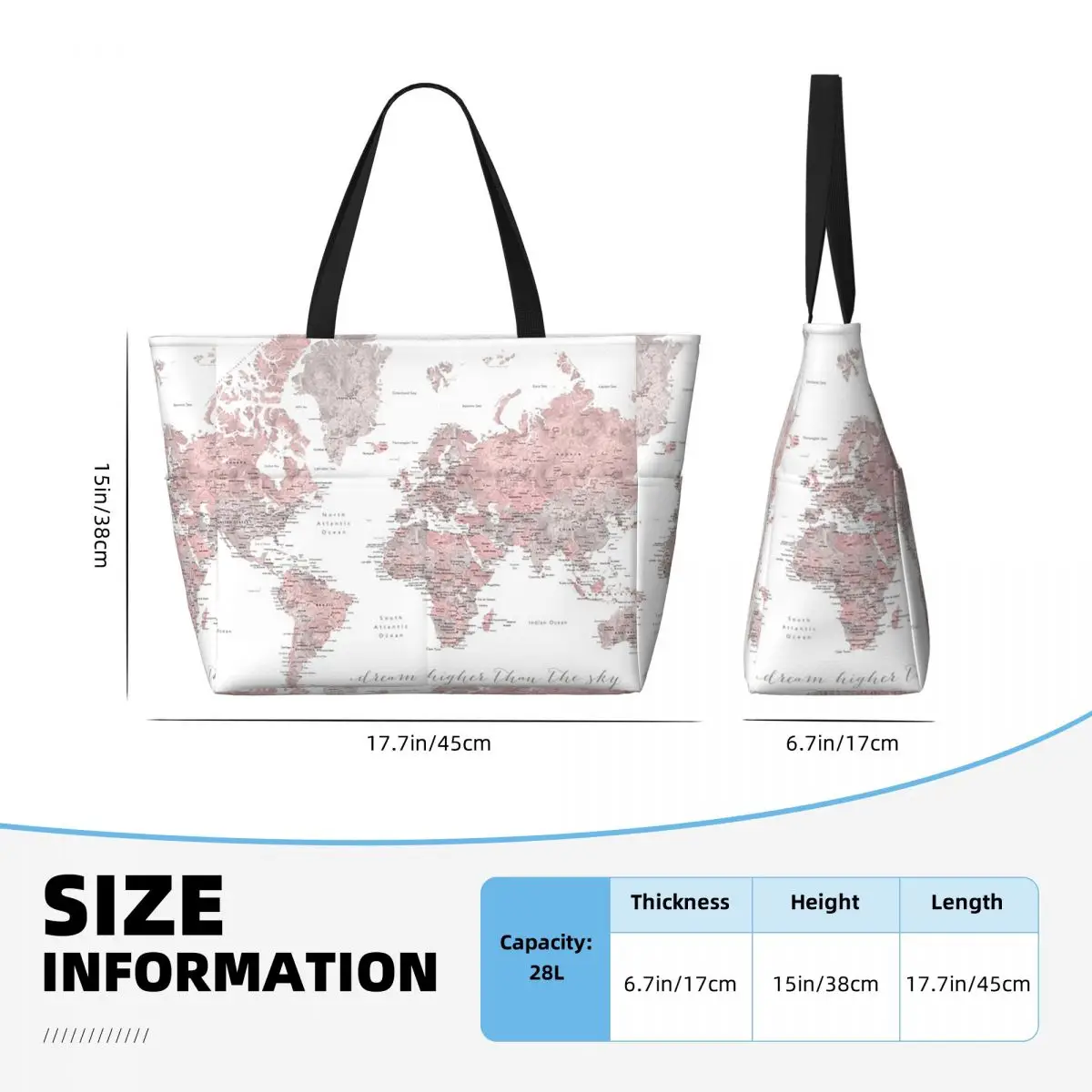 ملهمة المائية خريطة العالم مع المدن حقيبة حمل على الشاطئ حقيبة رياضية رياضة اليوغا واق من المطر حقيبة حمل كبيرة المرأة حقيبة سفر حقيبة اللياقة البدنية