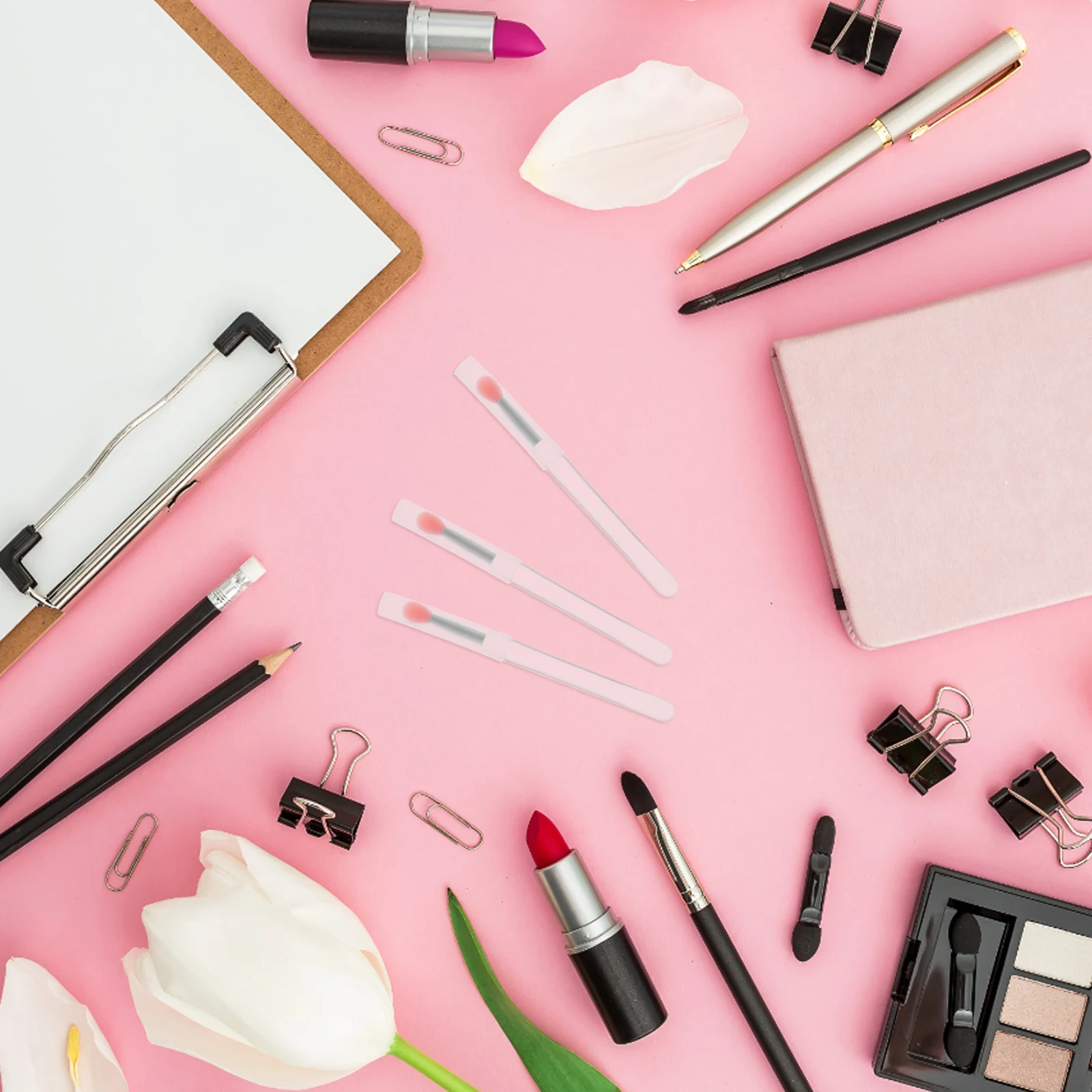 10 pçs portátil mini conjunto de escova labial pincéis de maquiagem de silicone para batom brilho labial e bálsamo com capa cerdas macias