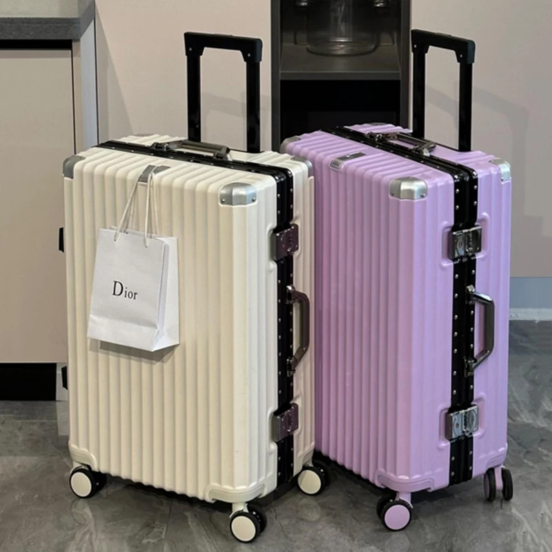 Aluminum-framed suitcase Student Large capacity high appearance level thickened boarding luggage Trolley case Female travel case