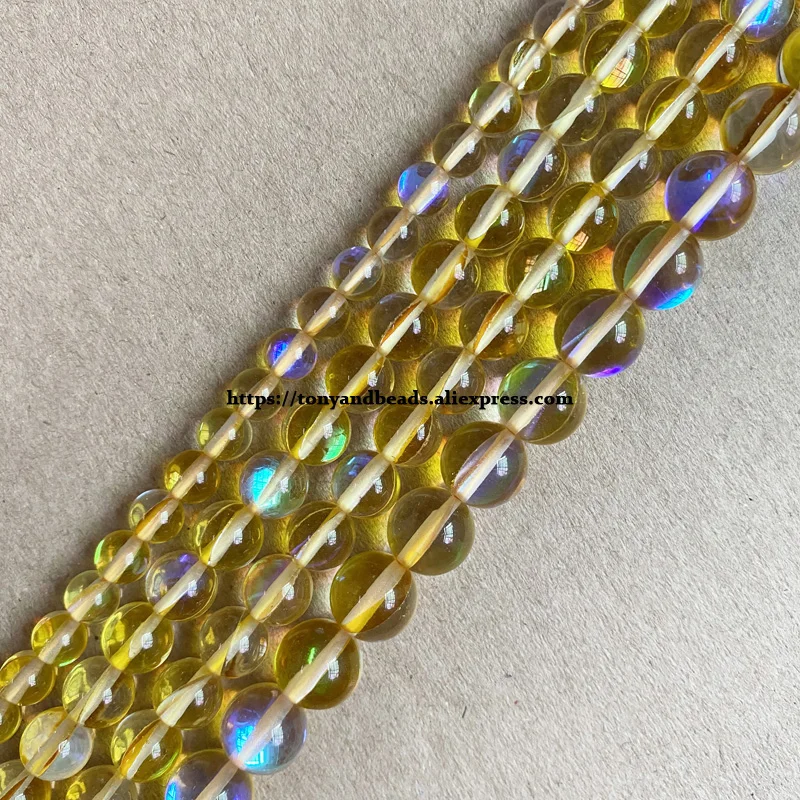 Smooth K9 Austria Crystal Synthetic Glitter Moonstone Round Loose Beads 15\