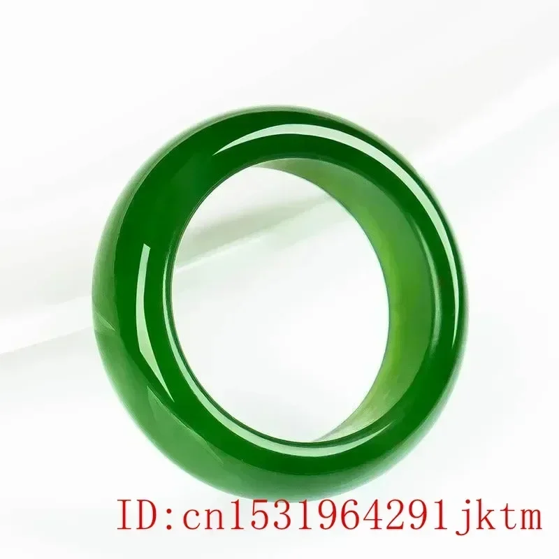 Natural Green Jade Stone Ring Chinese Hand-Carved Charm Jadeite Jewelry Fashion Accessories Amulet for Men Women Lucky Gifts