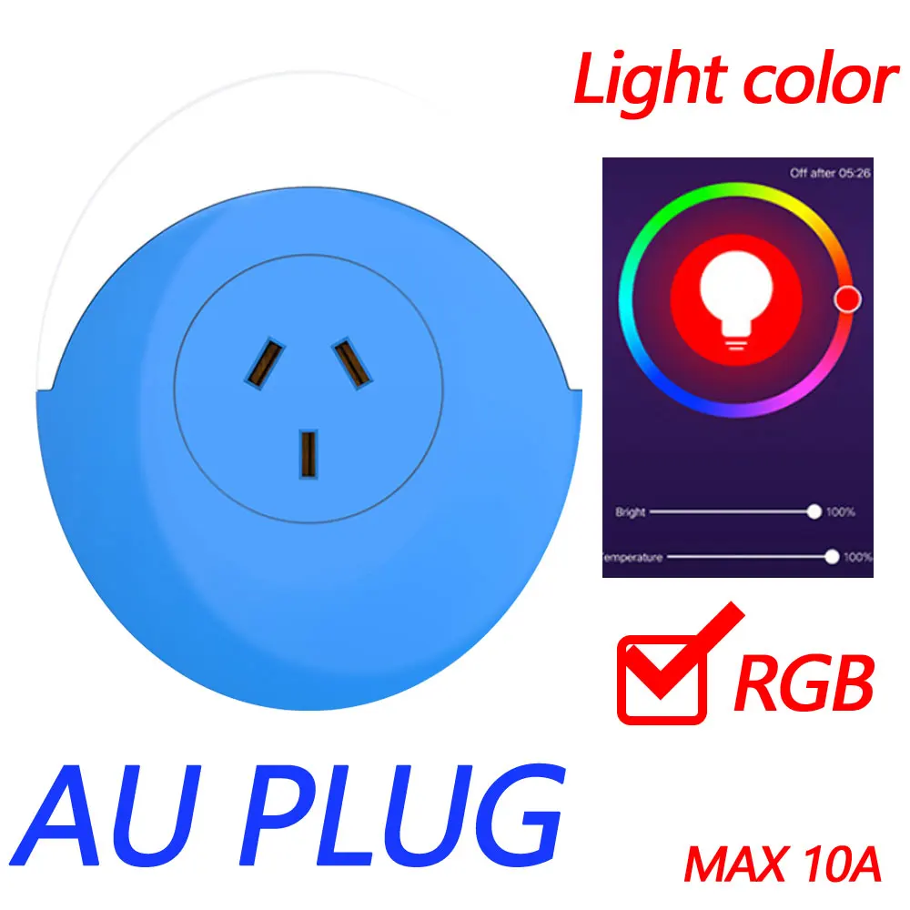 Wifi Smart Night Light Plug EU AU JP UK US Adattatore Colore LED Luce Homekit Presa Controllo vocale Funziona con Alexa Google Home Tuy