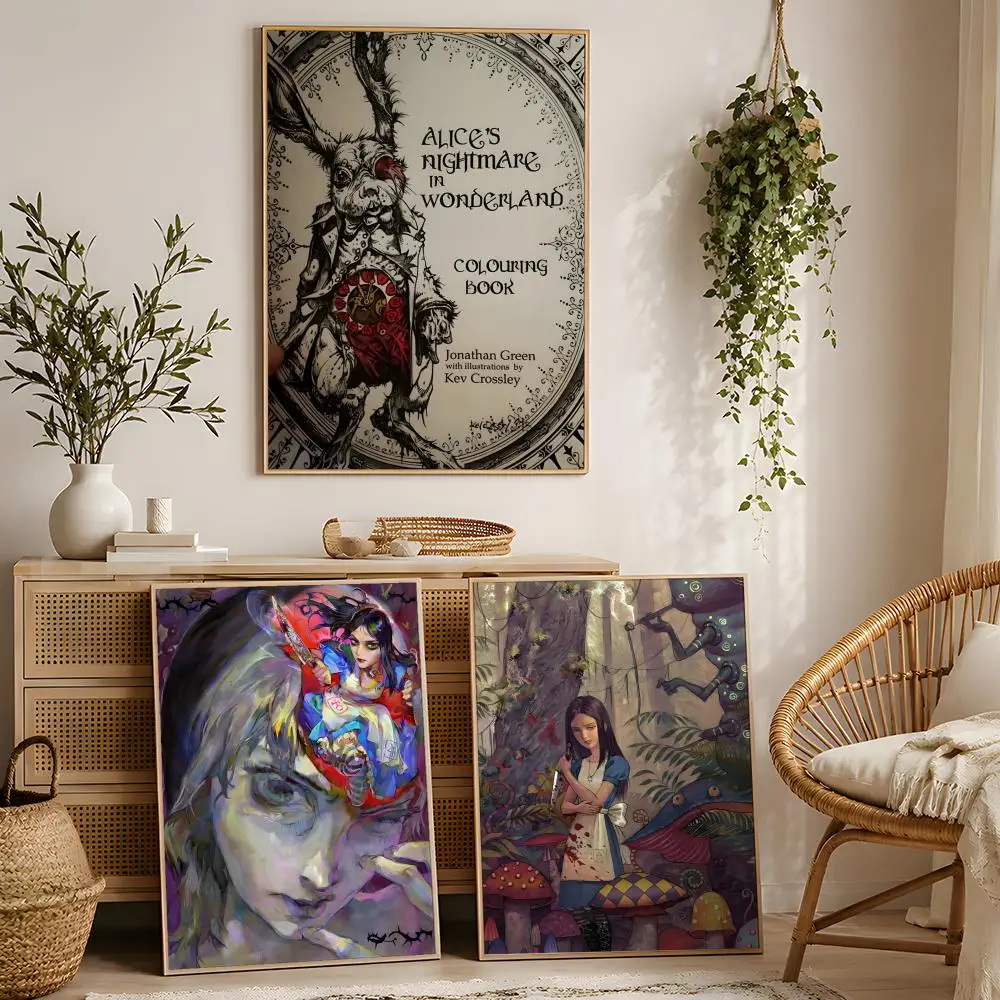 A-Alice Madness Returns Game Poster Waterproof Peel And Stick HD Modern Wall Decor For Bedroom Living Room Dorm Office Kitchen