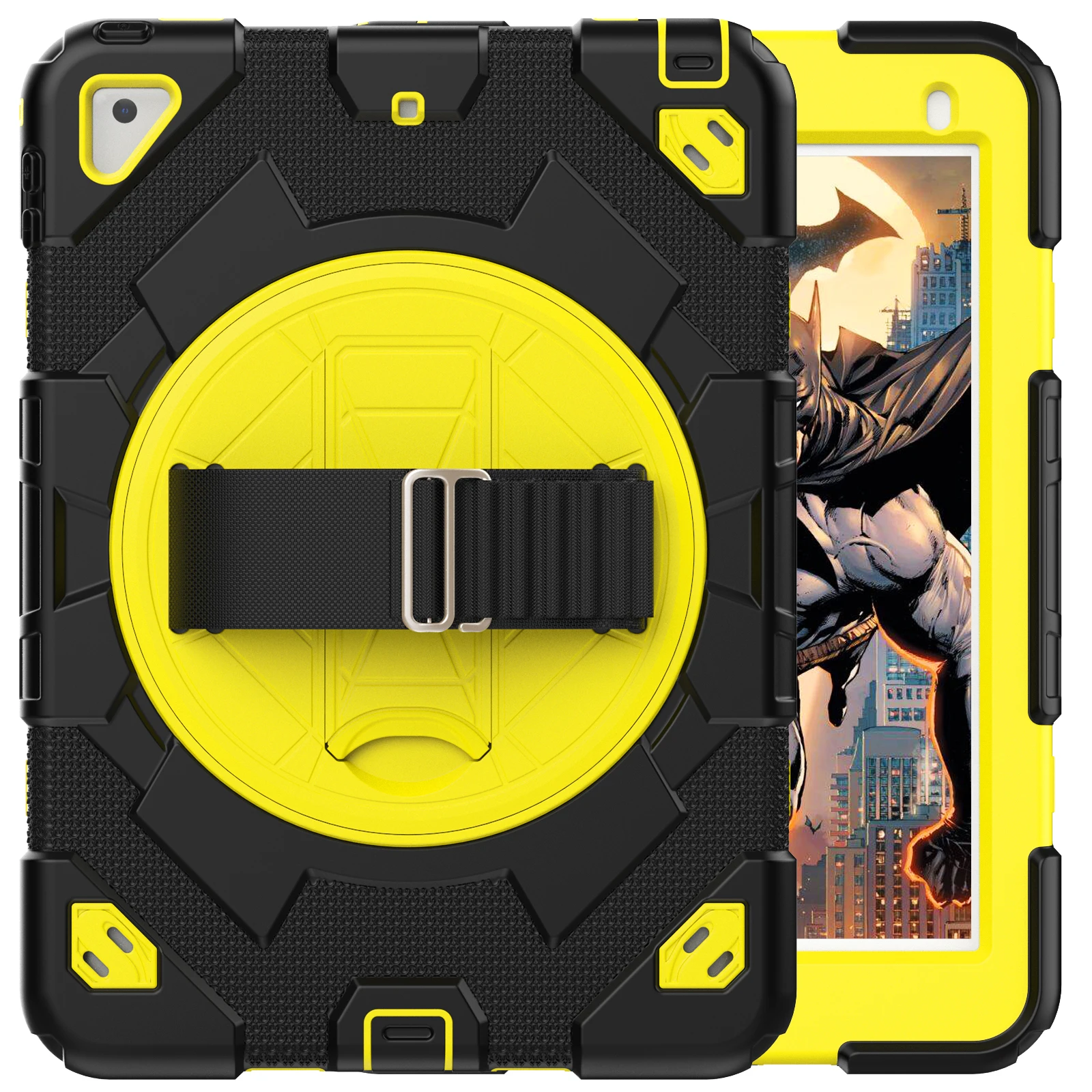 

Hybrid Case Universal For iPad Air2 Pro 9.7 2017 2018 5th 6th Generation 360 Rotating Stand Heavy Duty Cover With Shoulder Strap