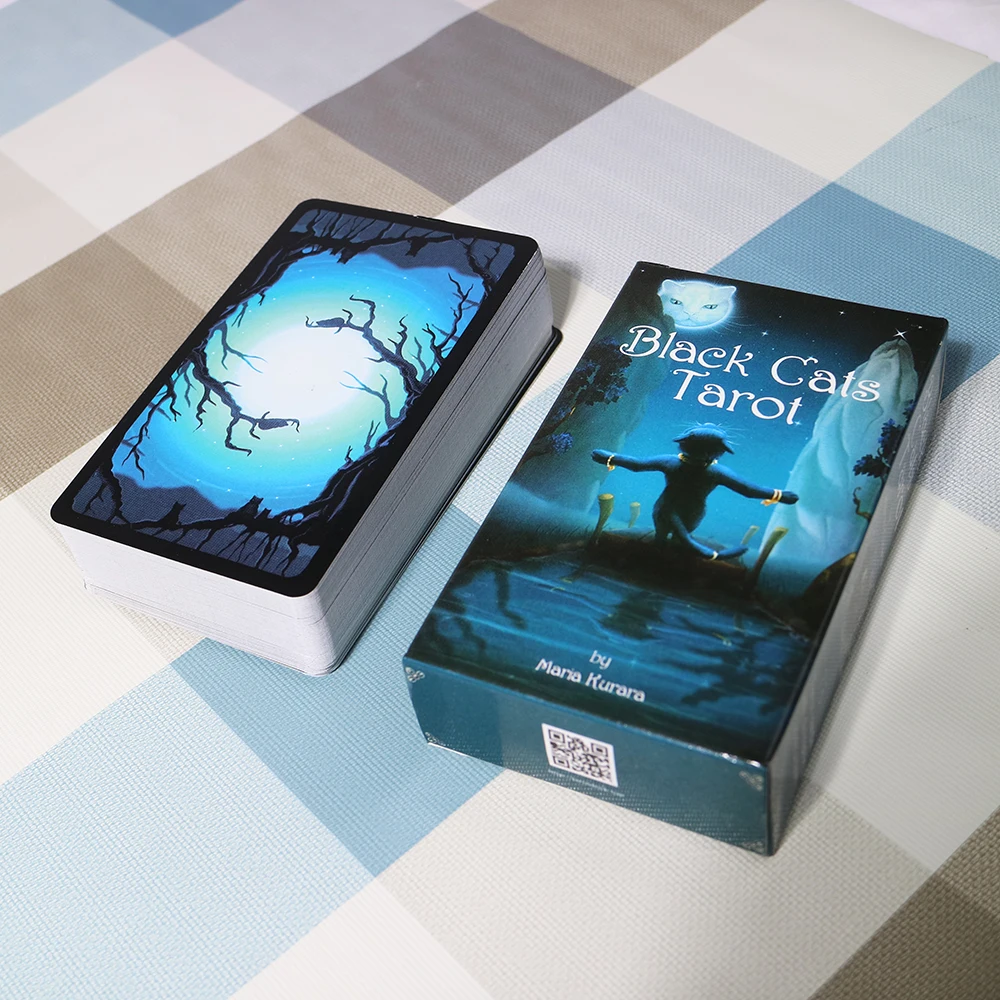 Black Cats Divination Tarot Deck Cards for Beginners Full Spanish Tarot French Italian English and German PDF Guide Board Game