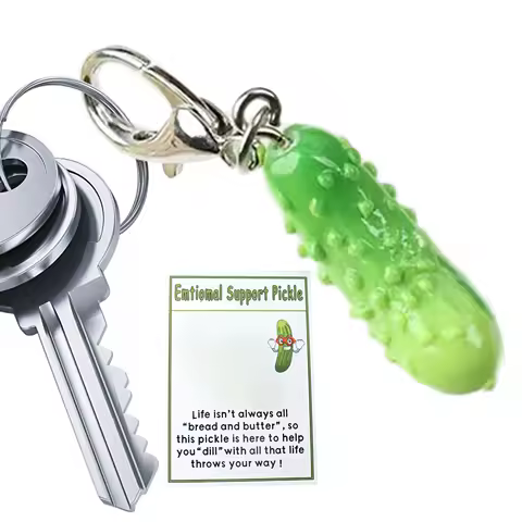 Creative Cucumber Keychain Inspirational Vegetable Positive Keychain Funny Food Keyring Bag Pendant Christmas new year gifts