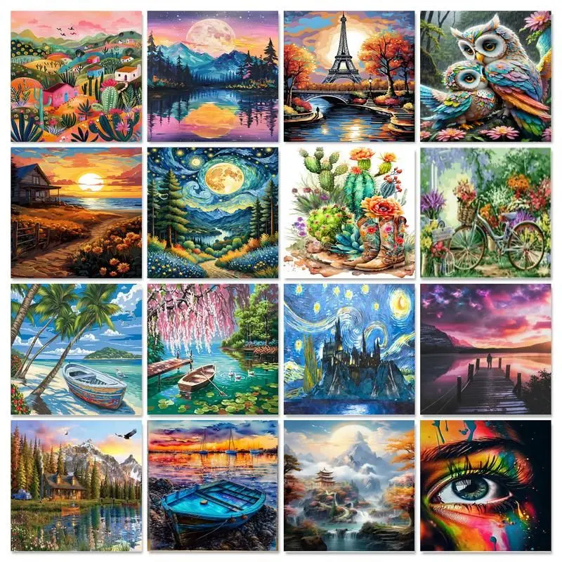 

GATYZTORY Oil Painting Landscape Paint by Numbers for Adults Beginners DIY Gift Canvas Painting Acrylic Paints Kits Drawing Hand