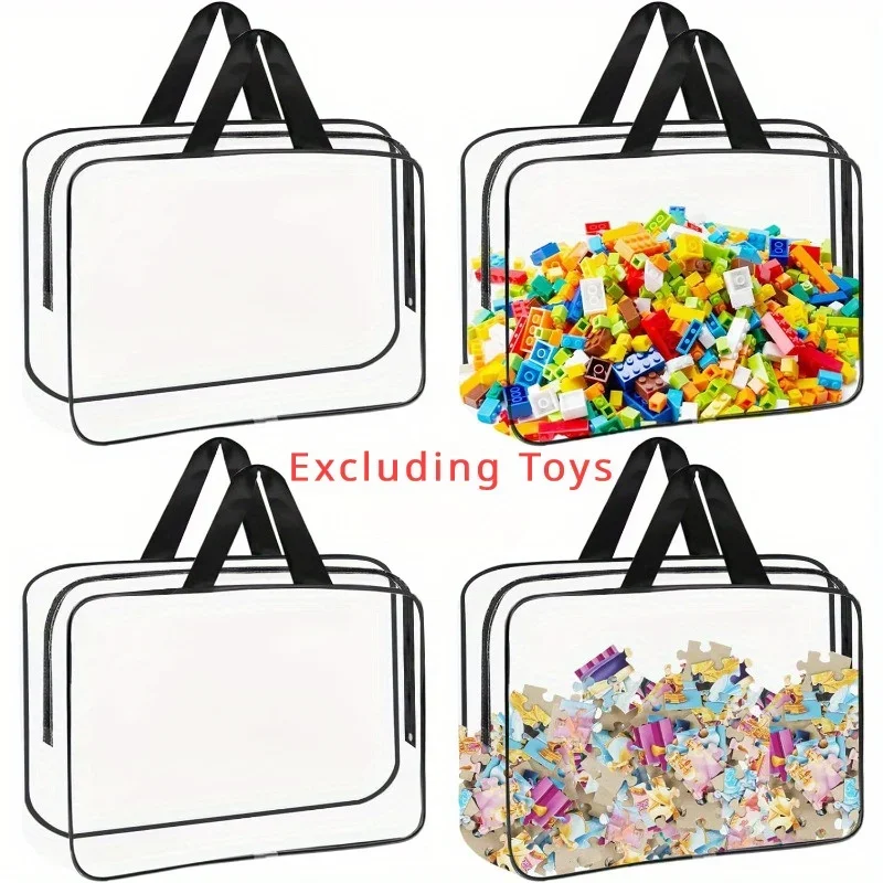 Large Toy Storage Bags Reusable Clear PVC Board Game Storage Travel Waterproof Organizer Bags for Books Building Blocks Puzzle