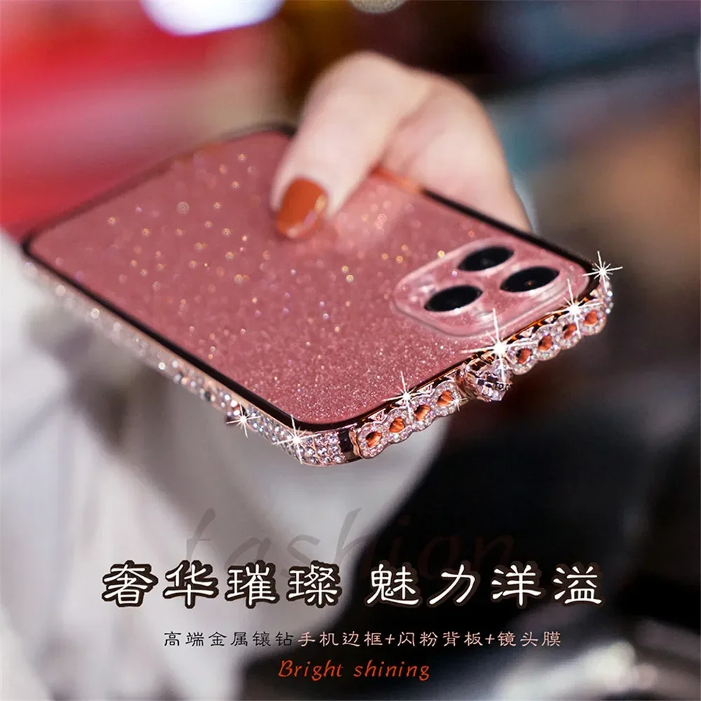 Glitter Rhinestone Case For iPhone 15 Pro Case Shockproof Metal Bumper Cover For iPhone 11 12 13 14 Pro Max 15 Plus Case Funda