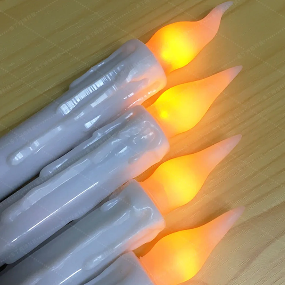 

6Pcs LED Electronic Flameless Lights Flickering Long Taper Candles 2.0x17cm Powered Safe Party Decorations