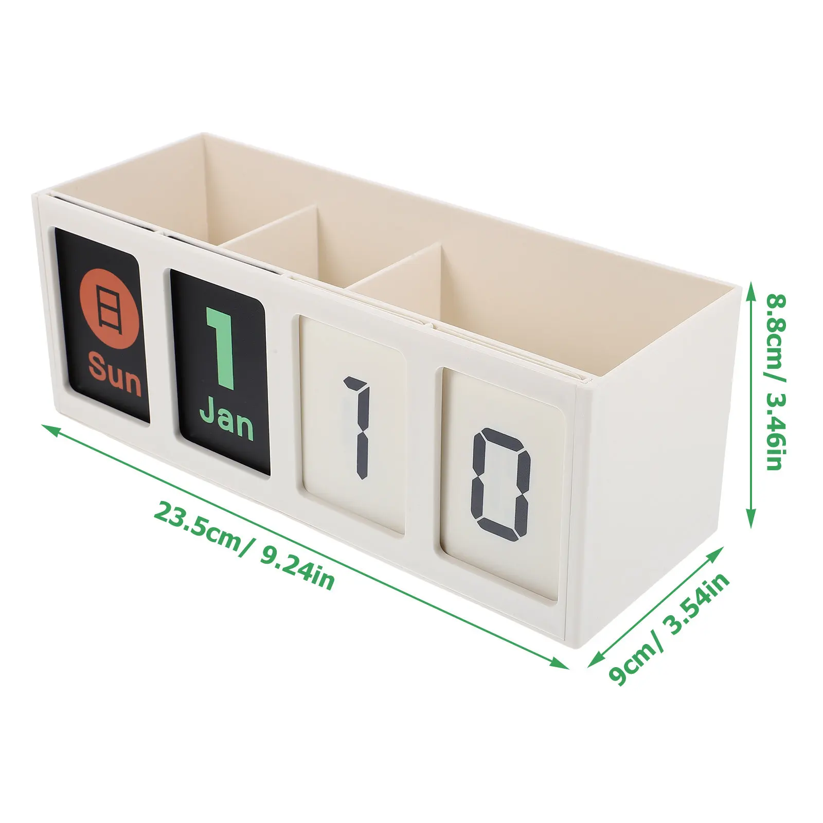 Creative Desktop Pen Holder with Perpetual Calendar Lightweight Compact Storage Box for Cosmetics Pencils Stationery Table