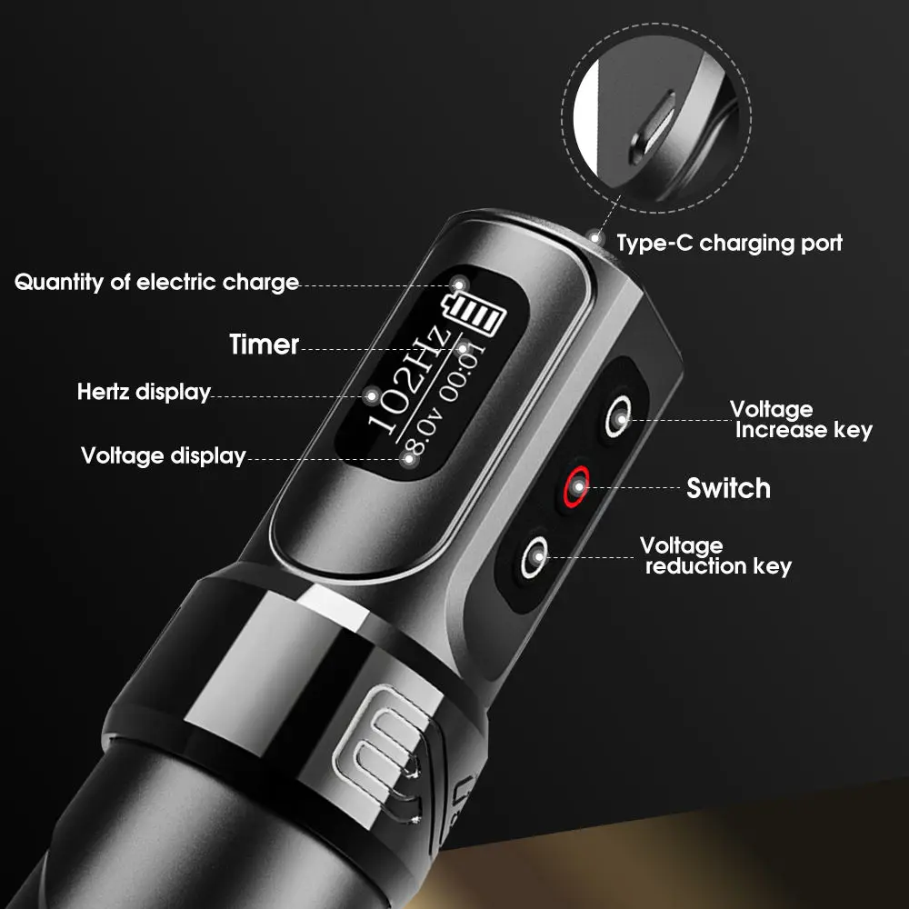 FLUX EXO MAX Professional Tattoo Machine Digital Display Battery Wireless Tattoo Pen Machine With Extra Battery