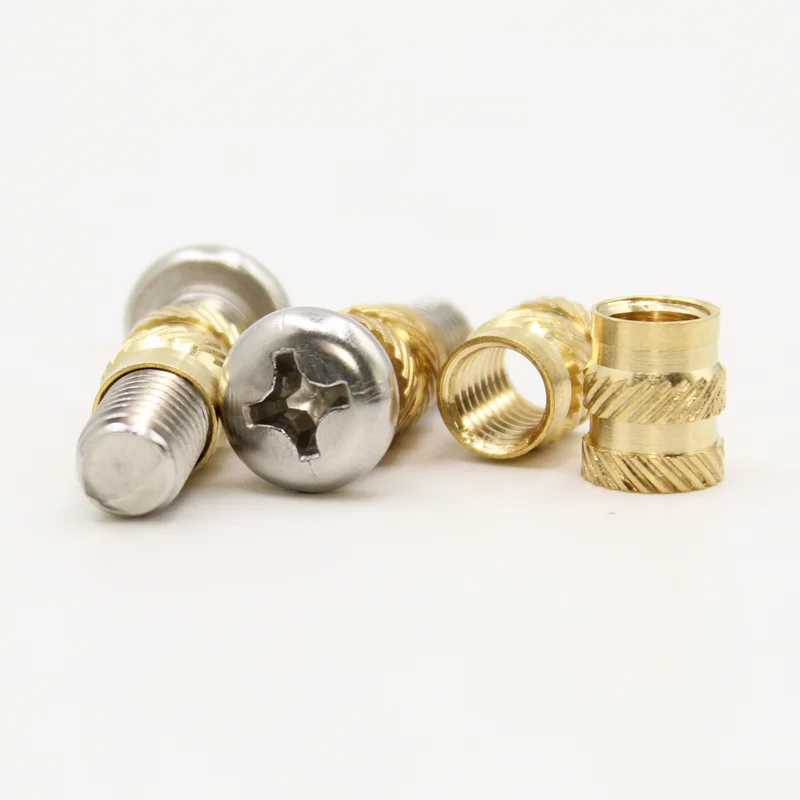 Insert M1.4 M1.6 M2 M2.5 M3 M4 M5 M6 Brass Heat Threaded Insert Nut and Stainless Steel Screw Set Knurled Hot Melt Embedded Nut