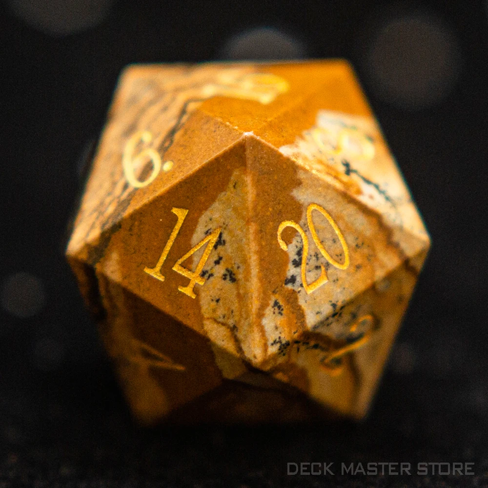 Picture Stone Dice Polyhedral Gemstone Various Shapes Digital D20 DnD Dice for D&D TRPG Tabletop Games Board Games Dice