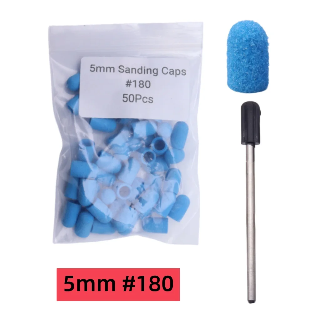 50Pcs Sanding Caps with Mandrel Set – Nail Drill Sleeves for Manicure, Pedicure & Foot Callus Removal