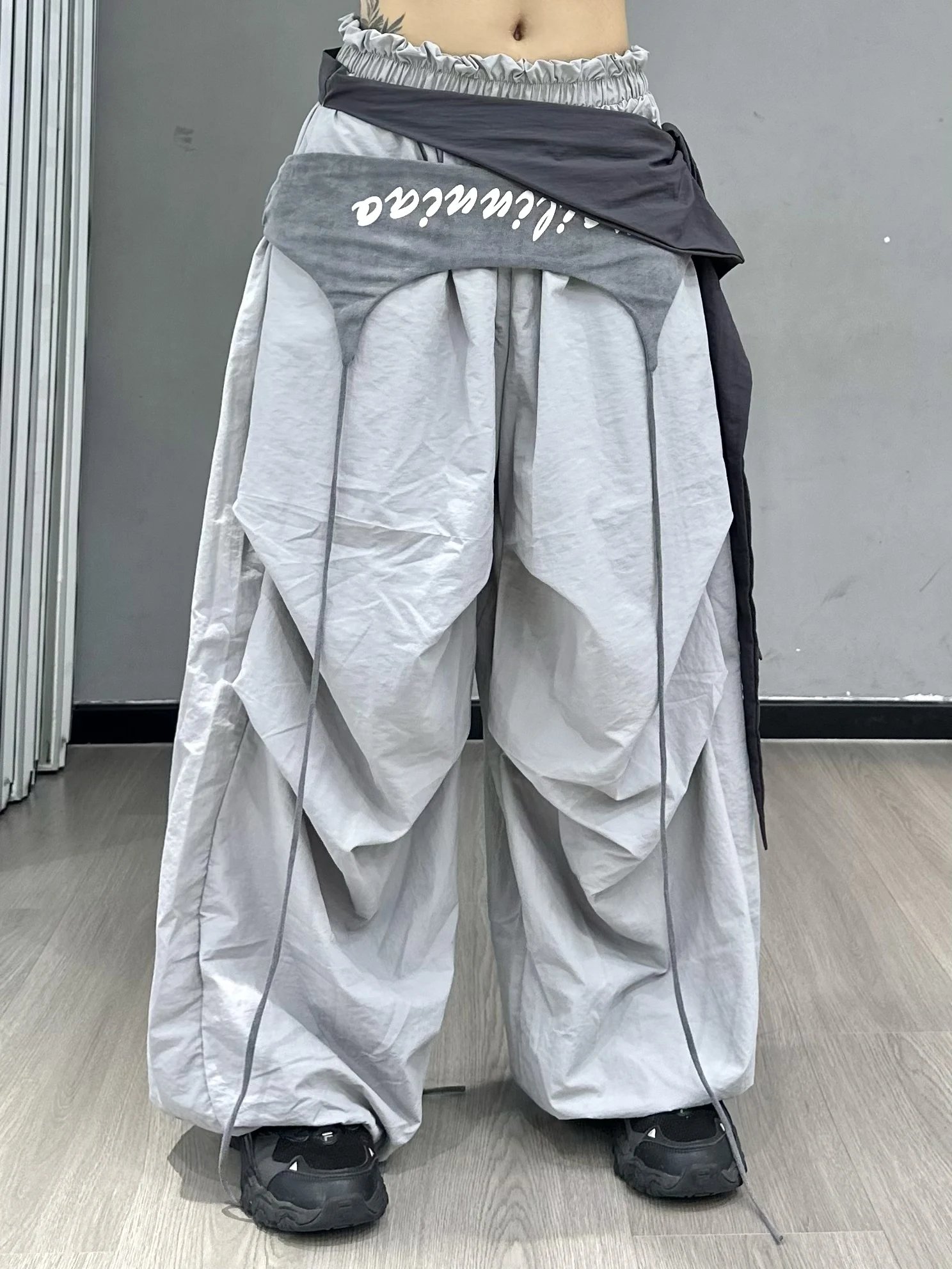 

Женские свободные рабочие брюки Street Sle с поясом, широкие брюки-джоггеры в стиле джаз, повседневные длинные брюки из полиэстера