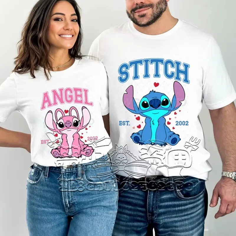 

2025 New MINISO Summer Stitch Fashionable Family T-shirt for Both Men and Women 3D Printed Quick Drying Short Sleeved Shirt