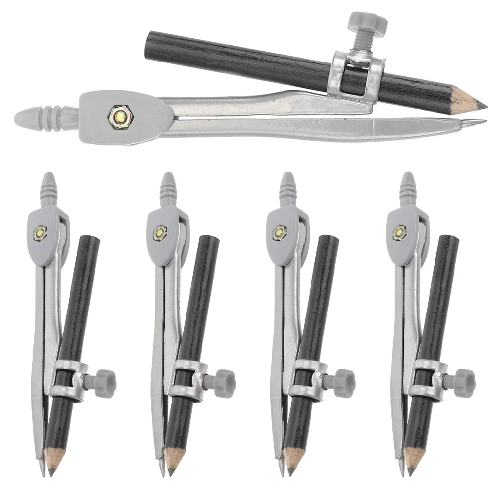 5 Pcs Drawing Compasses Drafting for Kids Portable Math Wooden Woodworking Child