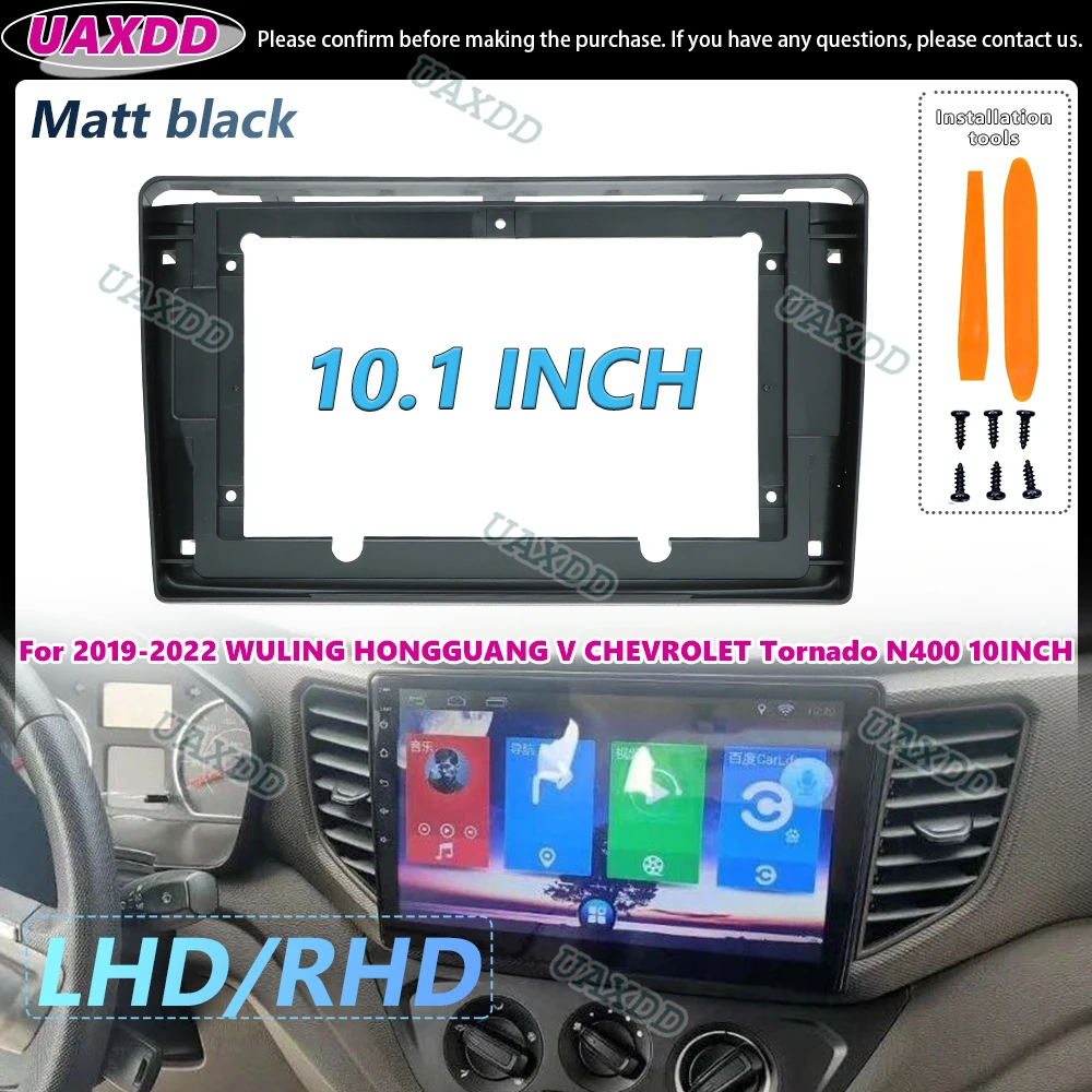UAXDD 2Din Kit de marco Android para coche panel para 2019-2022 WULING HONGGUANG V CHEVROLET Tornado N400 tablero de instrumentos de 10 pulgadas cable negro mate