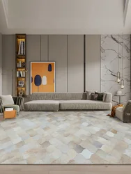 Natural Cowhide Patchwork Cowhide Rug Grey Stitching Genuine Cow Fur Leather Carpet Living Room American Bedroom Rug Bedside Mat