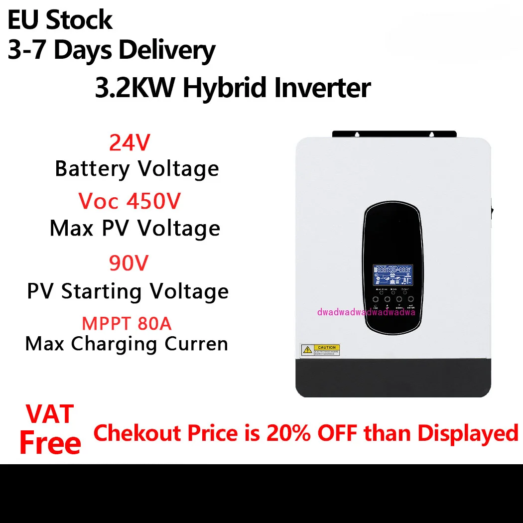 Hybrid Solar Inverter 24V AC230V Off-Grid Pure Sine Wave Inversor MPPT 80A  Solar Charger,PV 55-450V In Support WIFI