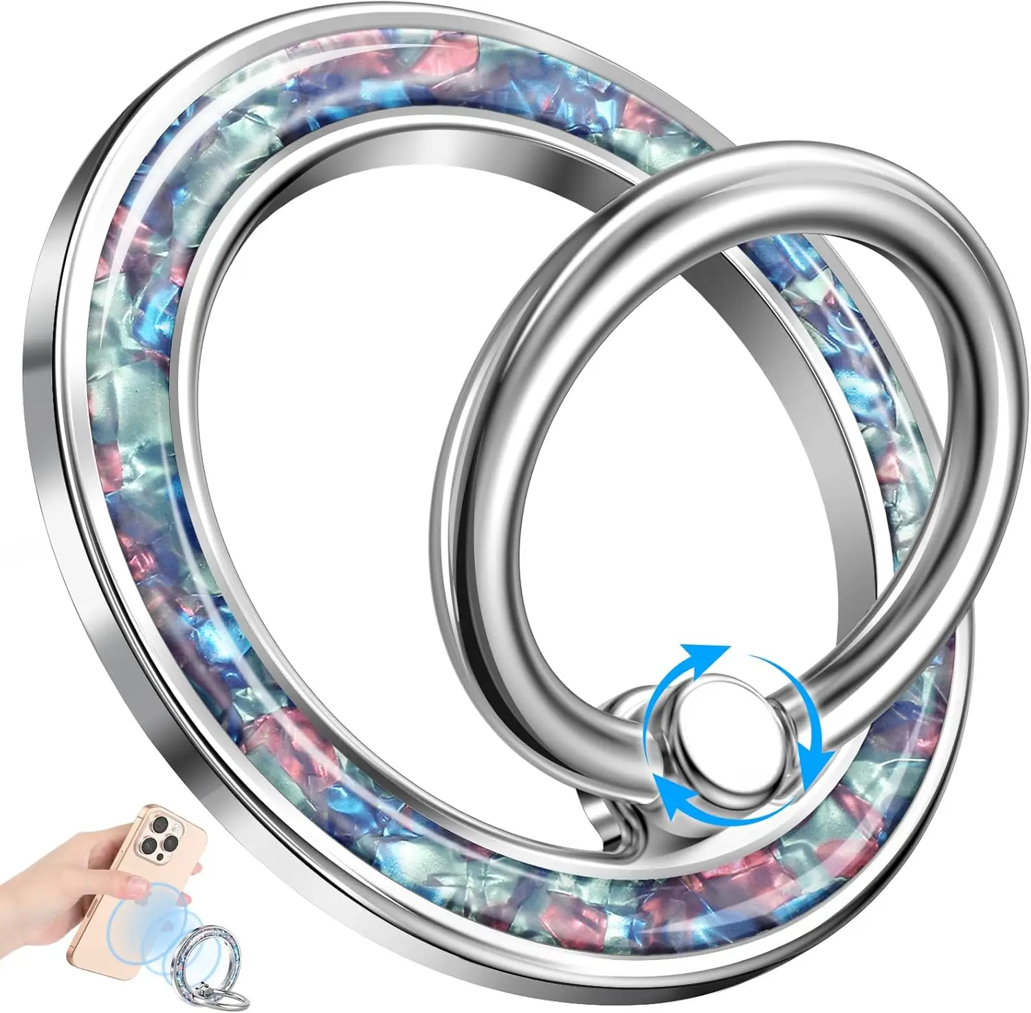 

Phone Ring Holder Compatible with MagSafe - Magnetic Cell Phone Grip Magnet Removable Finger Ring Grip Stand Cute Girly Kawaii