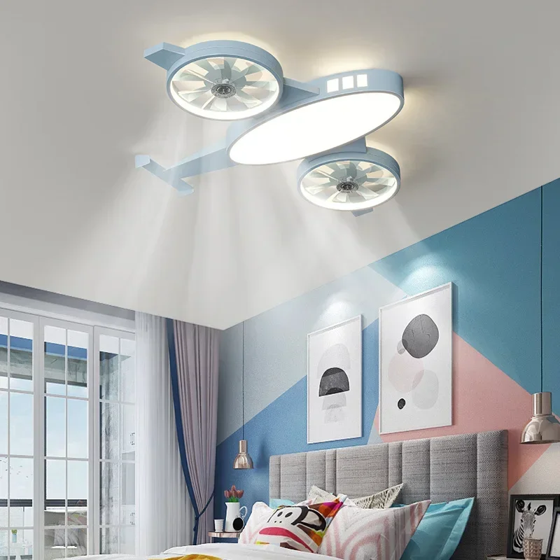 

Minimalist LED Ceiling Fan Light for Children's Rooms Airplane Shaped Fan Lights Interior Decoration Chandelier Lighting Fixture