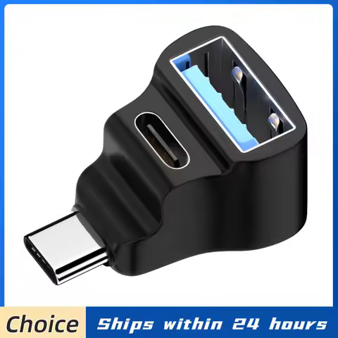 1 To 2 USB-C Charging Converter 8K 60HZ USB-C Male To USB-C USB-A Female Adapter 100W 180 Degree U-shaped for STEAM DECK/Switch