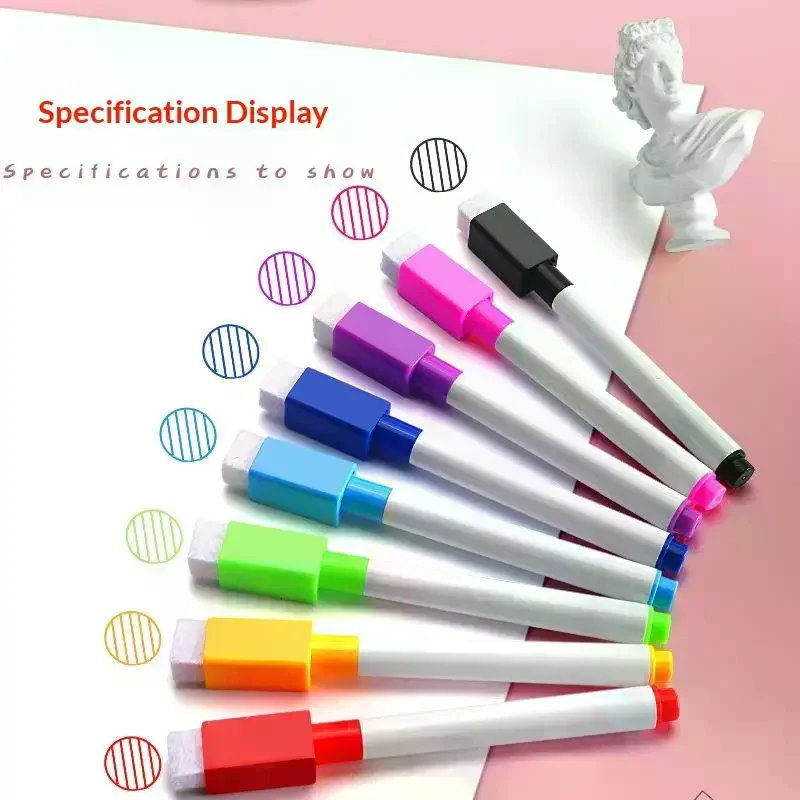 24Pcs Bottled Whiteboard Marker Pen With Brush Erasable Whiteboard Pen Children Erasable Stationery Convenient Storage