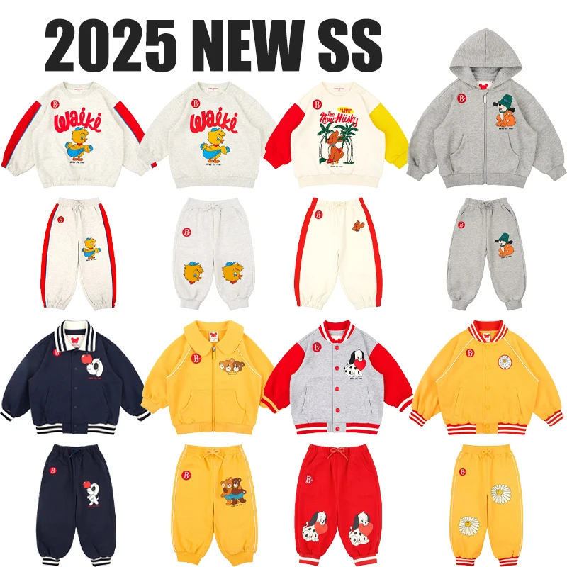 2025 New Spring Summer Children's Clothing Sets Green Boy Girl Printed Hoodie Pants Set Kids Yellow Jersey