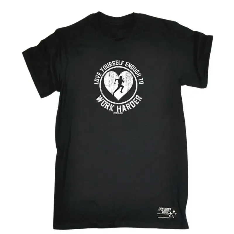 Camiseta Divertida y Original para Hombre Running Pb Gym Love Yourself Enough To Work