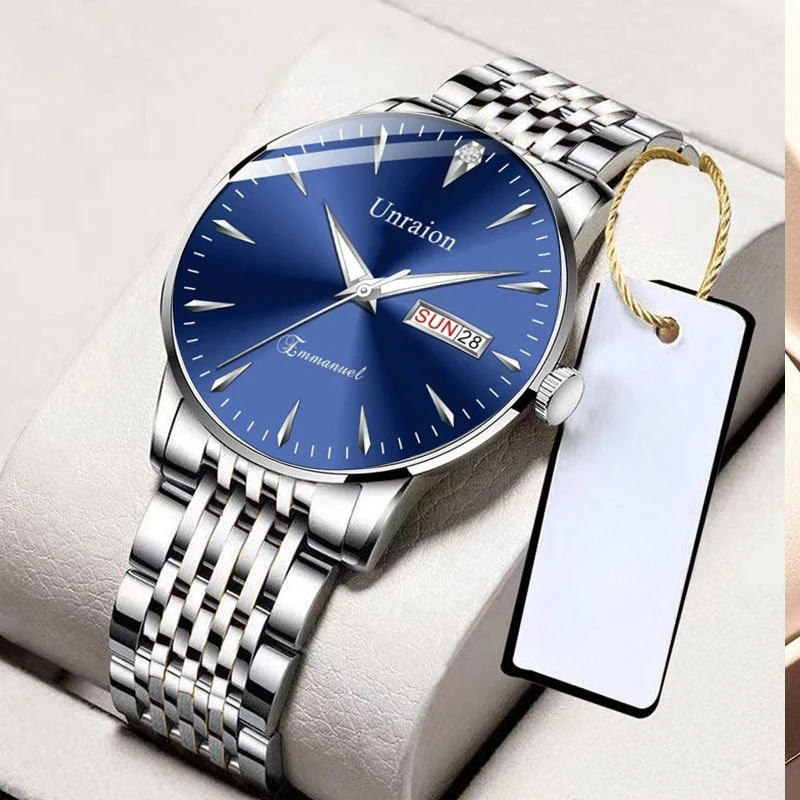 Swiss Watch Fully Automatic Waterproof Night-Light Dual Calendar Non-Mechanical Men's Watch for Students Korean Style Minimalist