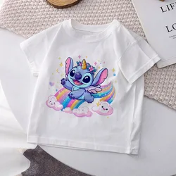 Stitch Children T-shirt Summer Cartoons Clothes Kids Tee Top Kawaii Casual Clothing Boy Girl Boutique Short Sleeve