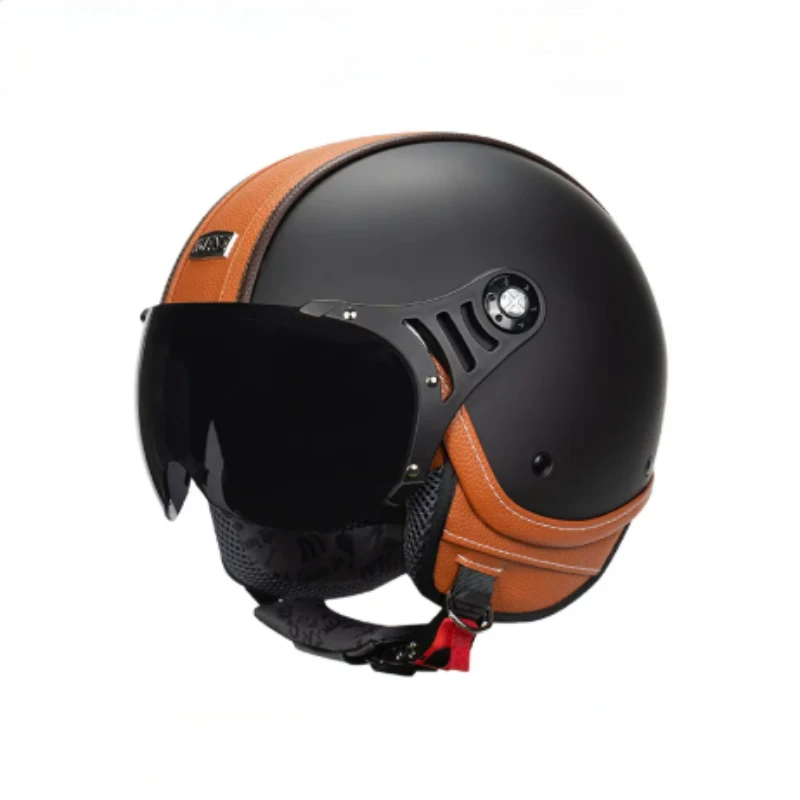 Picture 7: Oversized Head Circumference DOT Certified Retro 3/4 Motorcycle Helmet All Season Wearable Electric Scooter Helmet