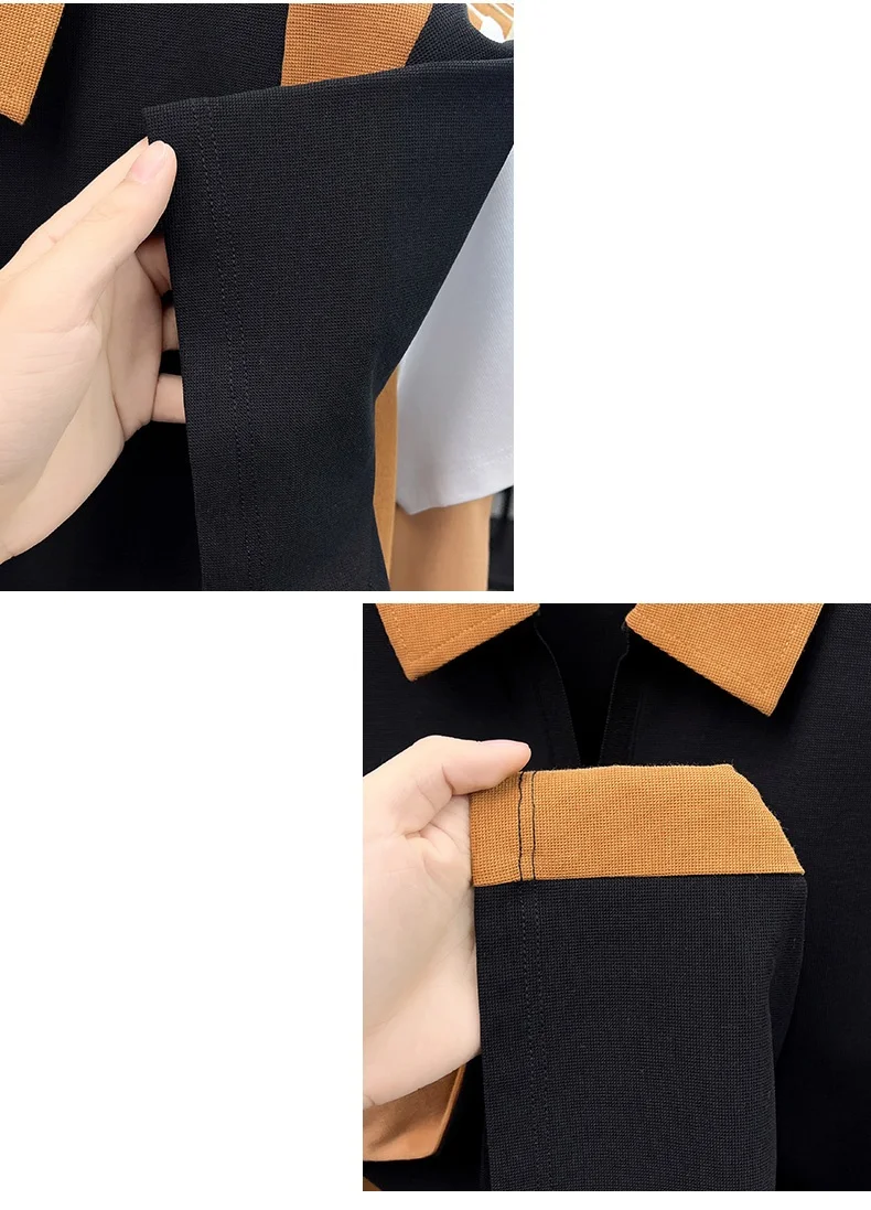 Hochwertiges Marken-Poloshirt aus Seide und Baumwolle mit kurzen Ärmeln bequemes atmungsaktives Herren-T-Shirt Sommer neue Mode Farbblockierung lässiges Oberteil – Detail 19
