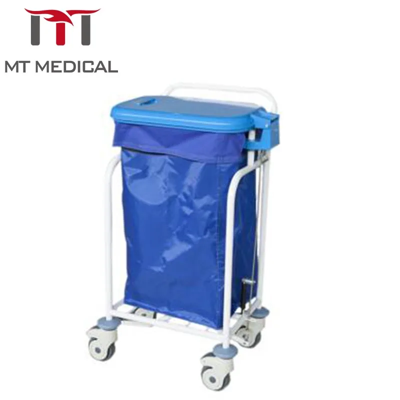 

MT MEDICAL Stainless Steel Hospital Medical Waste Linen Trolley Mobile Nursing Laundry Carts Three Layers
